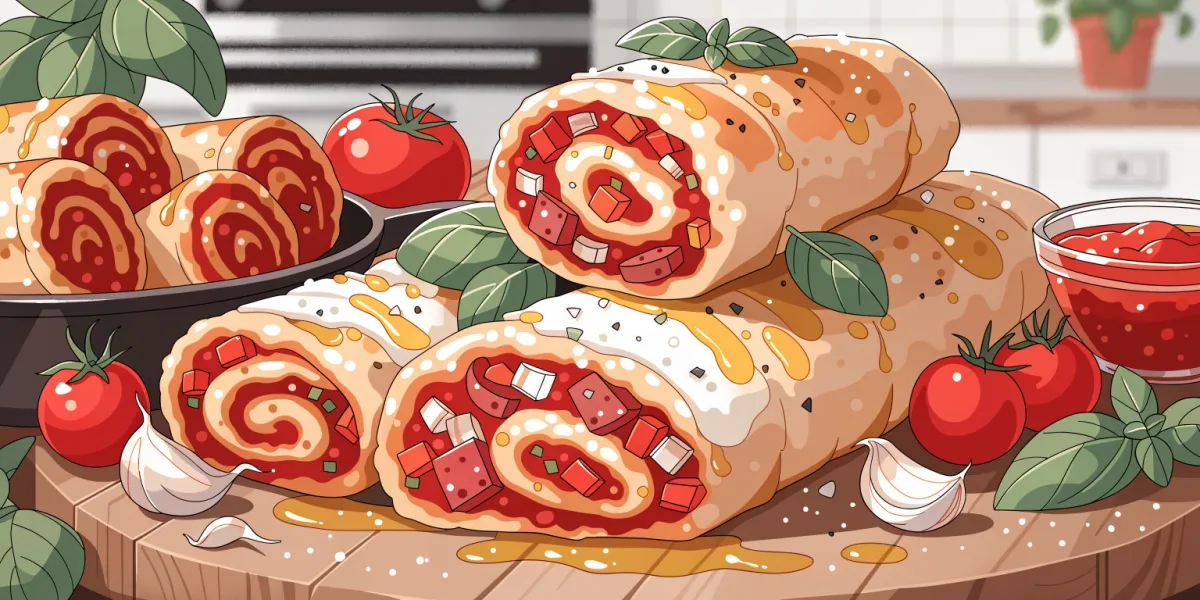 Rezeptillustration: Vegane Pizzabrötchen
